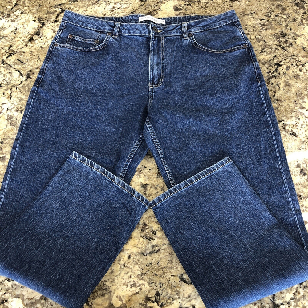 Size 40 X 32 Denver Hayes Mens Denim Jeans Relaxed Taper Blue Medium Wash BD